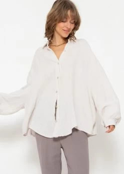 Musselin Bluse Oversize, Kurz, Hellbeige 17 Musselin Bluse Oversize, Kurz, Hellbeige -Sassyclassy SassyClassy musselin bluse oversize kurz hellbeige S1203B3836 6