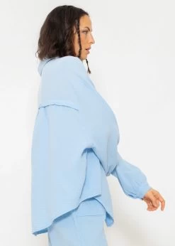 Musselin Bluse Oversize, Kurz, Hellblau -Sassyclassy SassyClassy musselin bluse oversize kurz hellblau S1205B3989 4
