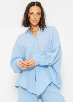 Musselin Bluse Oversize, Kurz, Hellblau -Sassyclassy SassyClassy musselin bluse oversize kurz hellblau S1205B3989 5