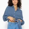 Musselin Bluse Oversize, Kurz, Jeansblau -Sassyclassy SassyClassy musselin bluse oversize kurz jeansblau S2208B5015 4