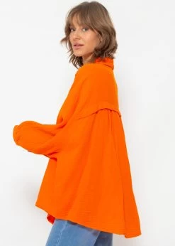 Musselin Bluse Oversize, Kurz, Orange 15 Musselin Bluse Oversize, Kurz, Orange -Sassyclassy SassyClassy musselin bluse oversize kurz orange S1209B4288 6