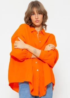 Musselin Bluse Oversize, Kurz, Orange 16 Musselin Bluse Oversize, Kurz, Orange -Sassyclassy SassyClassy musselin bluse oversize kurz orange S1209B4288 8