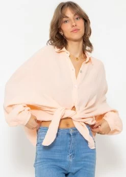 Musselin Bluse Oversize, Kurz, Pastellapricot -Sassyclassy SassyClassy musselin bluse oversize kurz pastellapricot S3204B5854 3