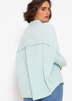 Musselin Bluse Oversize, Kurz, Pastellmint -Sassyclassy SassyClassy musselin bluse oversize kurz pastellmint S3203B5630 1