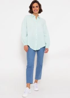 Musselin Bluse Oversize, Kurz, Pastellmint -Sassyclassy SassyClassy musselin bluse oversize kurz pastellmint S3203B5630 2
