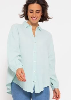 Musselin Bluse Oversize, Kurz, Pastellmint -Sassyclassy SassyClassy musselin bluse oversize kurz pastellmint S3203B5630 5