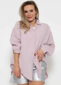 Musselin Bluse Oversize, Kurz, Puderrosa -Sassyclassy SassyClassy musselin bluse oversize kurz puderrosa S2205B4791 2DBbaQu6AMKRl3