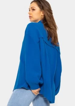 Musselin Bluse Oversize, Kurz, Royalblau -Sassyclassy SassyClassy musselin bluse oversize kurz royalblau S1209B4230 4