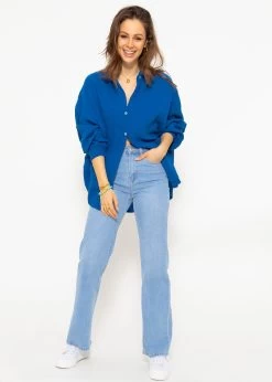 Musselin Bluse Oversize, Kurz, Royalblau -Sassyclassy SassyClassy musselin bluse oversize kurz royalblau S1209B4230 7