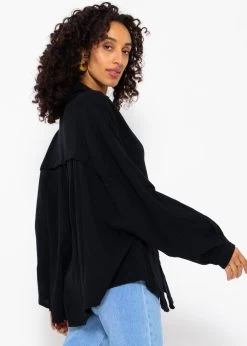 Musselin Bluse Oversize, Kurz, Schwarz -Sassyclassy SassyClassy musselin bluse oversize kurz schwarz S1203B3838 4zPGsVJgqNENur