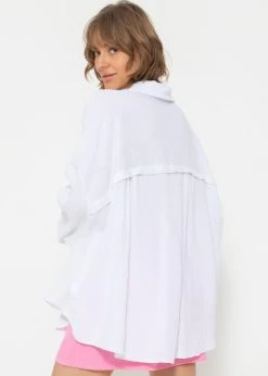 Musselin Bluse Oversize, Kurz, Weiß -Sassyclassy SassyClassy musselin bluse oversize kurz weiss S1203B3835 4
