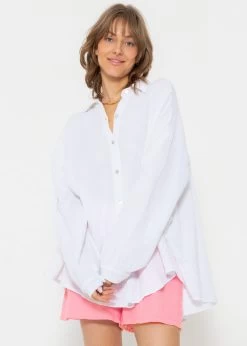 Musselin Bluse Oversize, Kurz, Weiß -Sassyclassy SassyClassy musselin bluse oversize kurz weiss S1203B3835 5