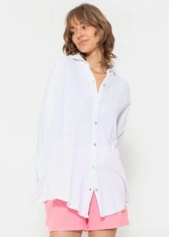 Musselin Bluse Oversize, Kurz, Weiß -Sassyclassy SassyClassy musselin bluse oversize kurz weiss S1203B3835 6