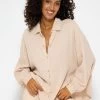 Musselin Bluse Oversize, Kurz, Beige -Sassyclassy SassyClassy musselin bluse oversize kurz beige S3206B5994 2