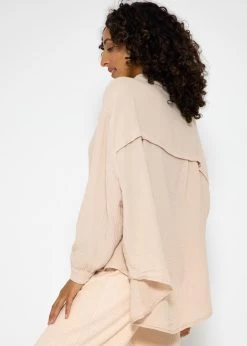 Musselin Bluse Oversize, Kurz, Beige 17 Musselin Bluse Oversize, Kurz, Beige -Sassyclassy SassyClassy musselin bluse oversize kurz beige S3206B5994 6