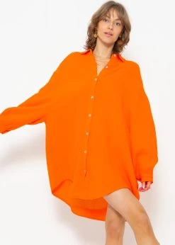 Musselin Bluse Oversize, Orange -Sassyclassy SassyClassy musselin bluse oversize orange S1209B4228 2hSkrXYtFf80KH