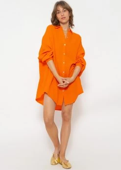 Musselin Bluse Oversize, Orange -Sassyclassy SassyClassy musselin bluse oversize orange S1209B4228 6