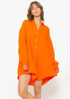 Musselin Bluse Oversize, Orange