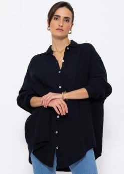 Musselin Bluse Oversize, Schwarz -Sassyclassy SassyClassy musselin bluse oversize schwarz S0209B3422 1