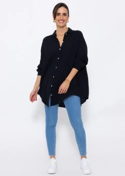 Musselin Bluse Oversize, Schwarz -Sassyclassy SassyClassy musselin bluse oversize schwarz S0209B3422 5