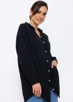 Musselin Bluse Oversize, Schwarz -Sassyclassy SassyClassy musselin bluse oversize schwarz S0209B3422 8