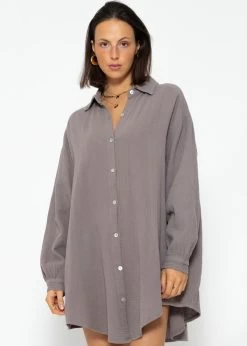 Musselin Bluse Oversize, Taupe 15 Musselin Bluse Oversize, Taupe -Sassyclassy SassyClassy musselin bluse oversize taupe S1202B3795 1