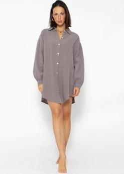 Musselin Bluse Oversize, Taupe 13 Musselin Bluse Oversize, Taupe -Sassyclassy SassyClassy musselin bluse oversize taupe S1202B3795 5