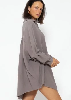 Musselin Bluse Oversize, Taupe 16 Musselin Bluse Oversize, Taupe -Sassyclassy SassyClassy musselin bluse oversize taupe S1202B3795BQyFxW6DMuL7r