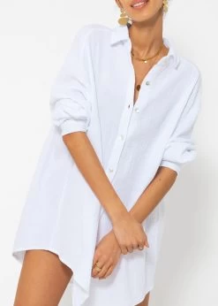 Musselin Bluse Oversize, Weiß 16 Musselin Bluse Oversize, Weiß -Sassyclassy SassyClassy musselin bluse oversize weiss S1201B3663 6
