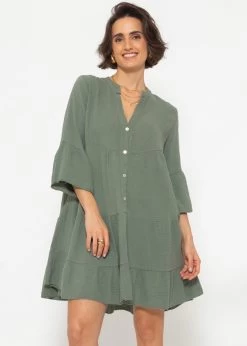 Musselin Kleid, Khaki -Sassyclassy SassyClassy musselin kleid khaki S2206B4796 10