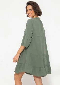 Musselin Kleid, Khaki -Sassyclassy SassyClassy musselin kleid khaki S2206B4796 11