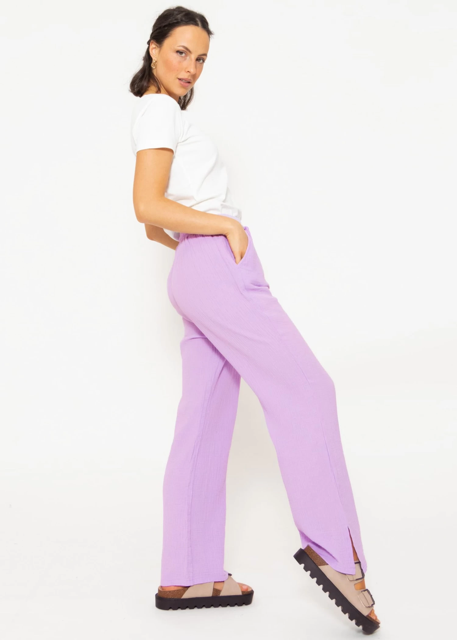 Musselin Pants, Flieder 4 Musselin Pants, Flieder – Bild 2