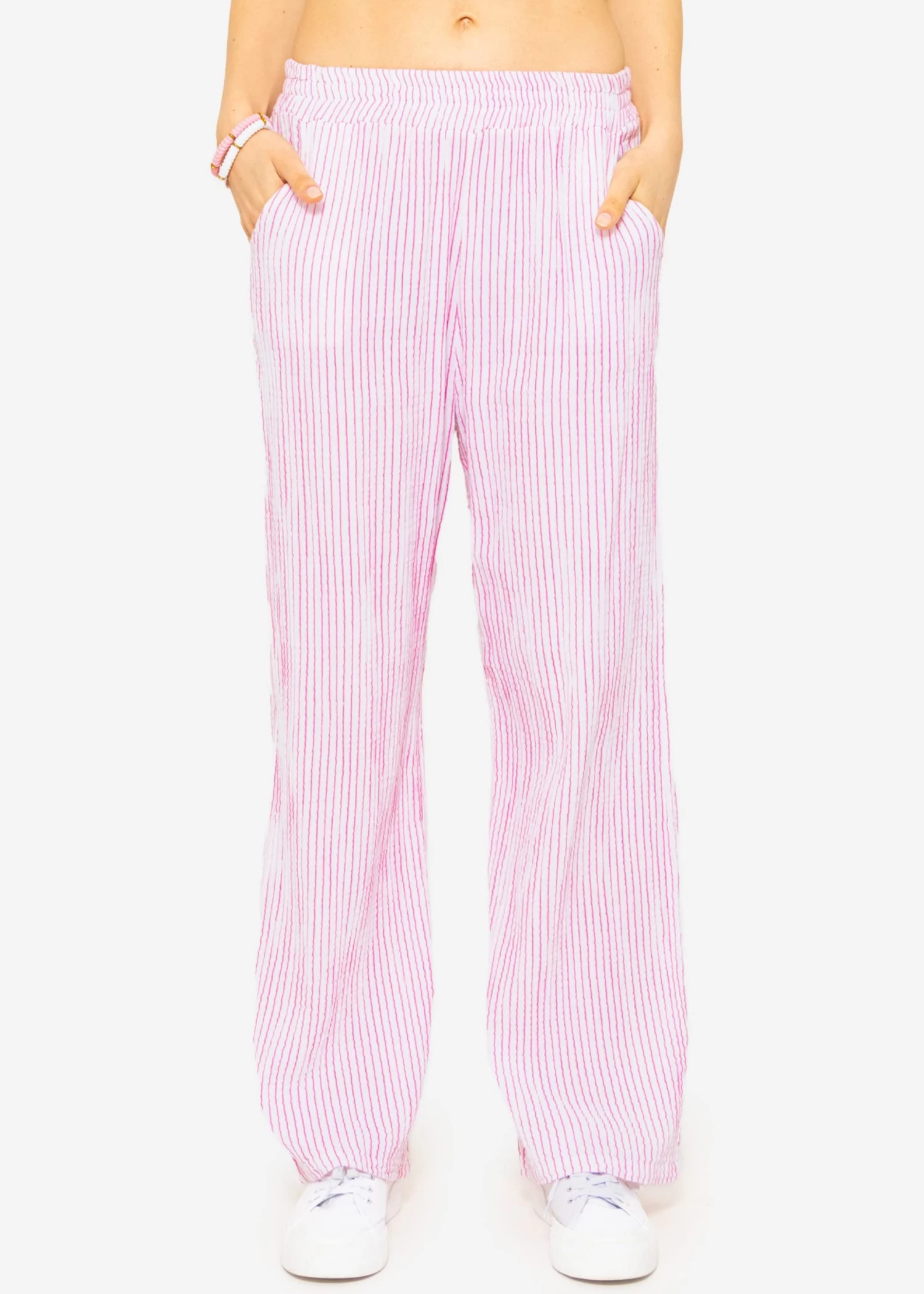 Musselin Pants, Gestreift, Pink-weiß 7 Musselin Pants, Gestreift, Pink-weiß – Bild 5