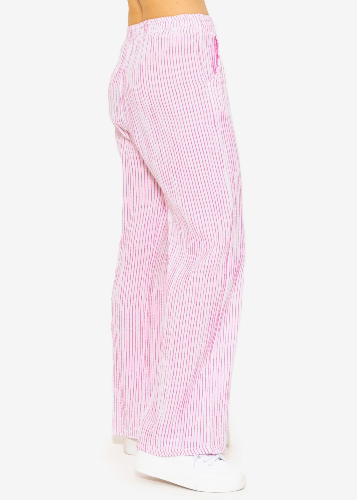 Musselin Pants, Gestreift, Pink-weiß 5 Musselin Pants, Gestreift, Pink-weiß – Bild 3