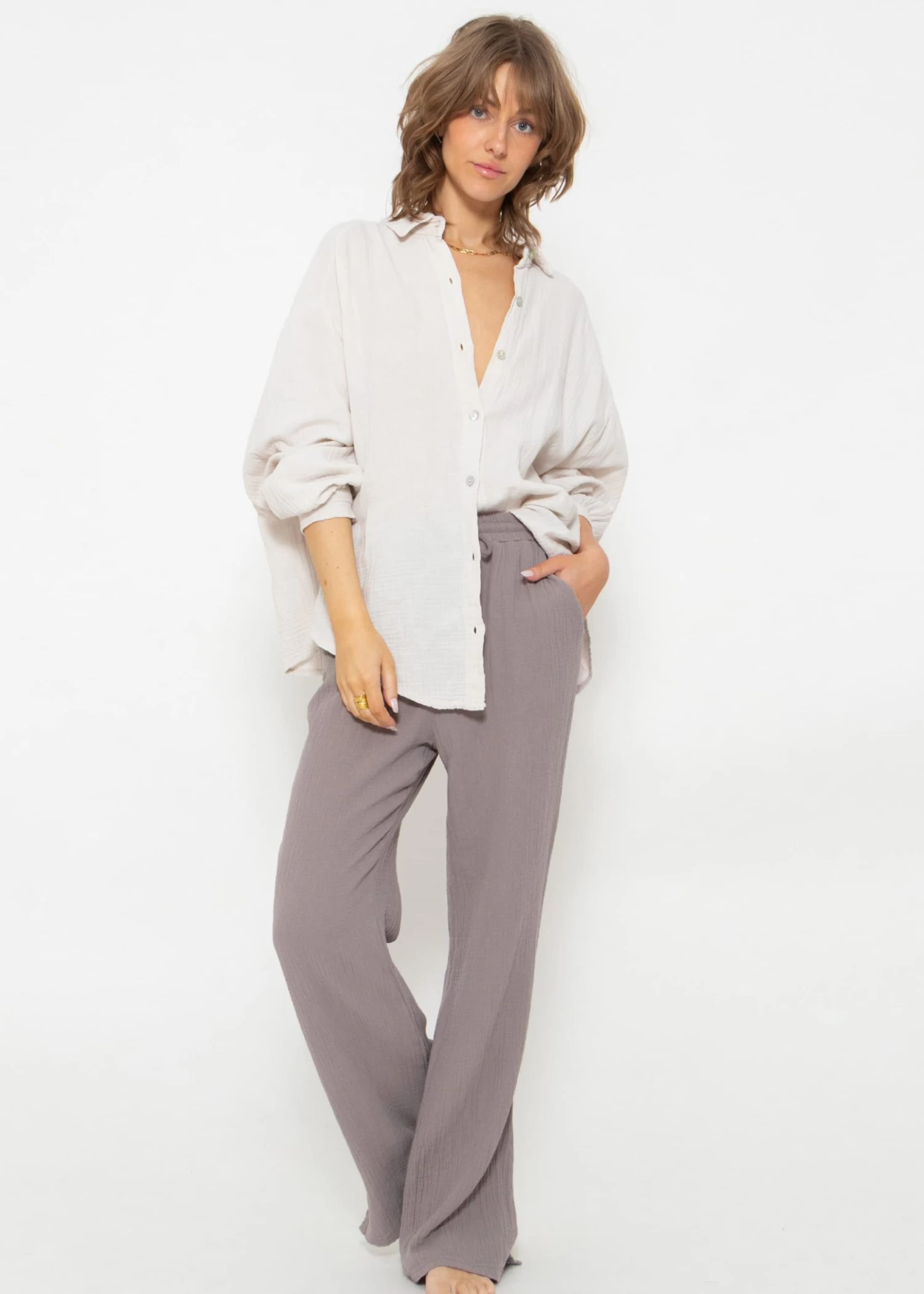 Musselin Pants, Taupe 4 Musselin Pants, Taupe – Bild 2