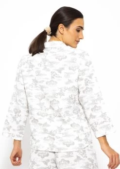 Musselin Pyjamabluse Mit Print - Weiß-taupe -Sassyclassy SassyClassy musselin pyjamabluse mit print weiss taupe S3209NL6446 6