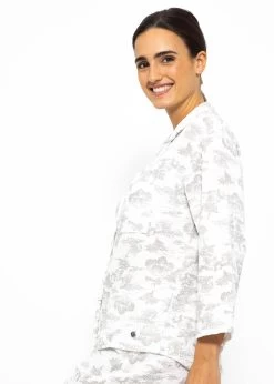 Musselin Pyjamabluse Mit Print - Weiß-taupe -Sassyclassy SassyClassy musselin pyjamabluse mit print weiss taupe S3209NL6446 7