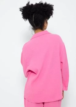 Musselin Pyjamabluse Mit Spitzenborte - Pink -Sassyclassy SassyClassy musselin pyjamabluse mit spitzenborte pink S3209NL6445 3
