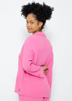 Musselin Pyjamabluse Mit Spitzenborte - Pink -Sassyclassy SassyClassy musselin pyjamabluse mit spitzenborte pink S3209NL6445 6