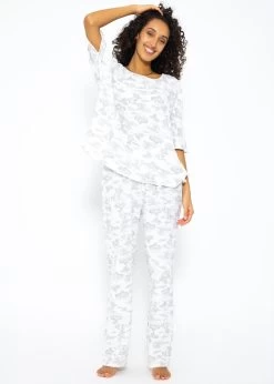 Musselin Pyjamahose Mit Print - Weiß-taupe -Sassyclassy SassyClassy musselin pyjamahose mit print weiss taupe S3209NH6458