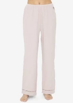 Musselin Pyjamahose Mit Spitzenborte - Altrosa