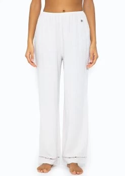 Musselin Pyjamahose Mit Spitzenborte - Hellbeige