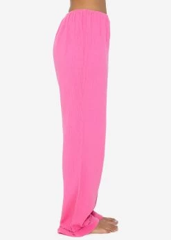 Musselin Pyjamahose Mit Spitzenborte - Pink -Sassyclassy SassyClassy musselin pyjamahose mit spitzenborte pink S3209NH6457 3
