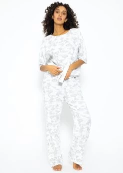 Musselin Pyjamashirt Mit Print - Weiß-taupe -Sassyclassy SassyClassy musselin pyjamashirt mit print weiss taupe S3209NI6450 10