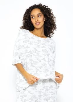 Musselin Pyjamashirt Mit Print - Weiß-taupe -Sassyclassy SassyClassy musselin pyjamashirt mit print weiss taupe S3209NI6450 6