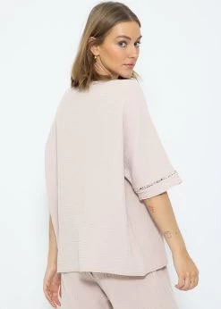 Musselin Pyjamashirt Mit Spitzenborte - Altrosa -Sassyclassy SassyClassy musselin pyjamashirt mit spitzenborte altrosa S3211NI6670 3