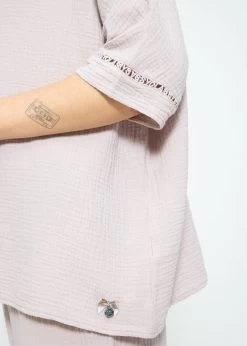 Musselin Pyjamashirt Mit Spitzenborte - Altrosa -Sassyclassy SassyClassy musselin pyjamashirt mit spitzenborte altrosa S3211NI6670 8