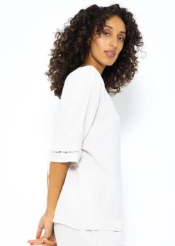 Musselin Pyjamashirt Mit Spitzenborte - Hellbeige -Sassyclassy SassyClassy musselin pyjamashirt mit spitzenborte hellbeige S3209NI6447 8