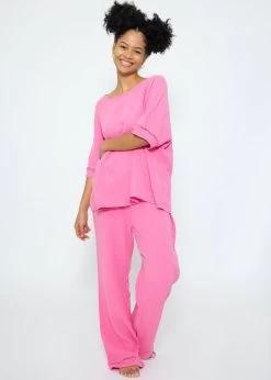 Musselin Pyjamashirt Mit Spitzenborte - Pink 10 Musselin Pyjamashirt Mit Spitzenborte - Pink -Sassyclassy SassyClassy musselin pyjamashirt mit spitzenborte pink S3209NI6449