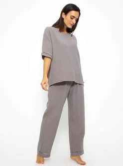 Musselin Pyjamashirt Mit Spitzenborte - Taupe 14 Musselin Pyjamashirt Mit Spitzenborte - Taupe -Sassyclassy SassyClassy musselin pyjamashirt mit spitzenborte taupe S3209NI6448